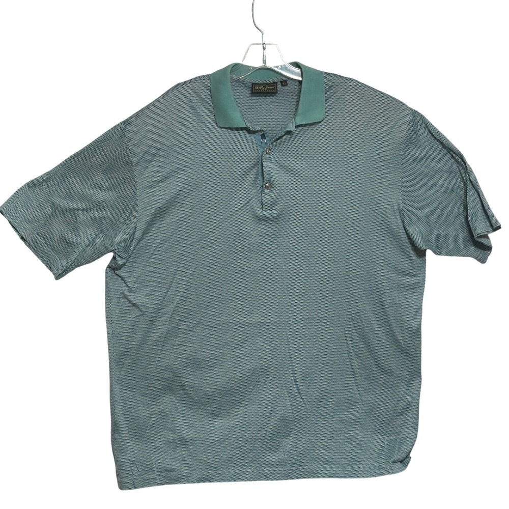 Bobby Jones Polo Shirt Mens Teal Green Textured Knit Made in Italy Golf XL